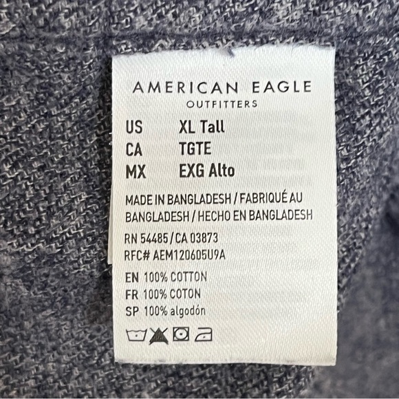 Men’s American Eagle Super Soft Long Sleeve Button Down Medium Weight Size XLT - Picture 6 of 11